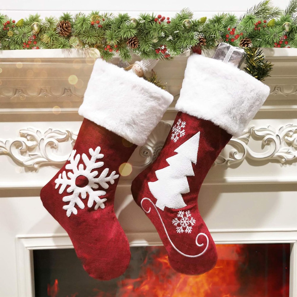 Christmas Stocking Hanging - 2-4 stuks grote jute kerstsokken 18